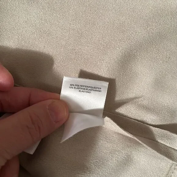 Anne Klein L Cream Micro Suede Open Front Light Professional Peplum Jacket - Picture 12 of 12